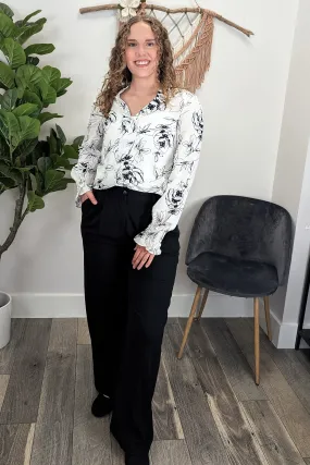 VL Floral Print V-Neck Blouse