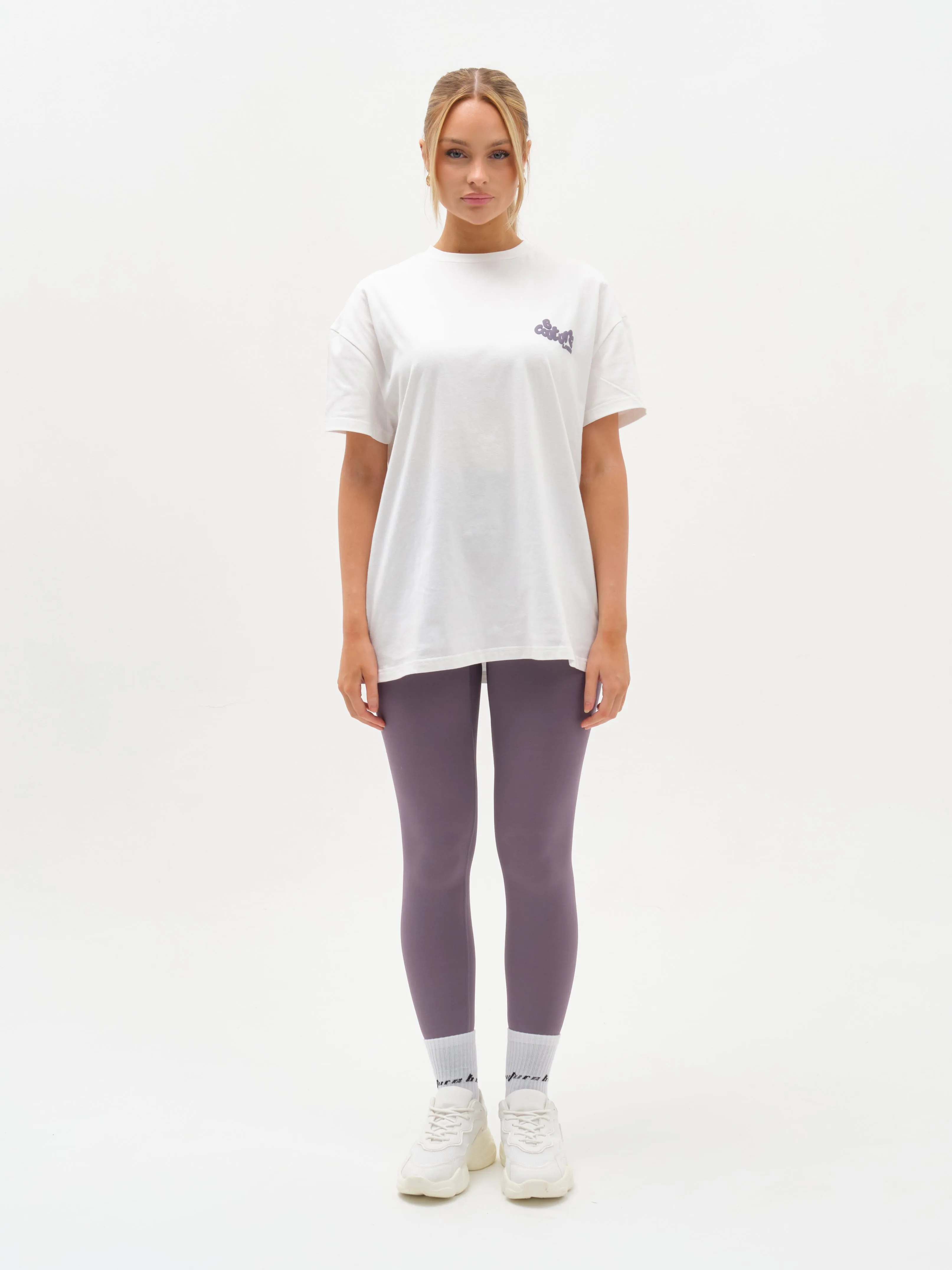 Windsor T-Shirt & Leggings Set - Cream / Violet