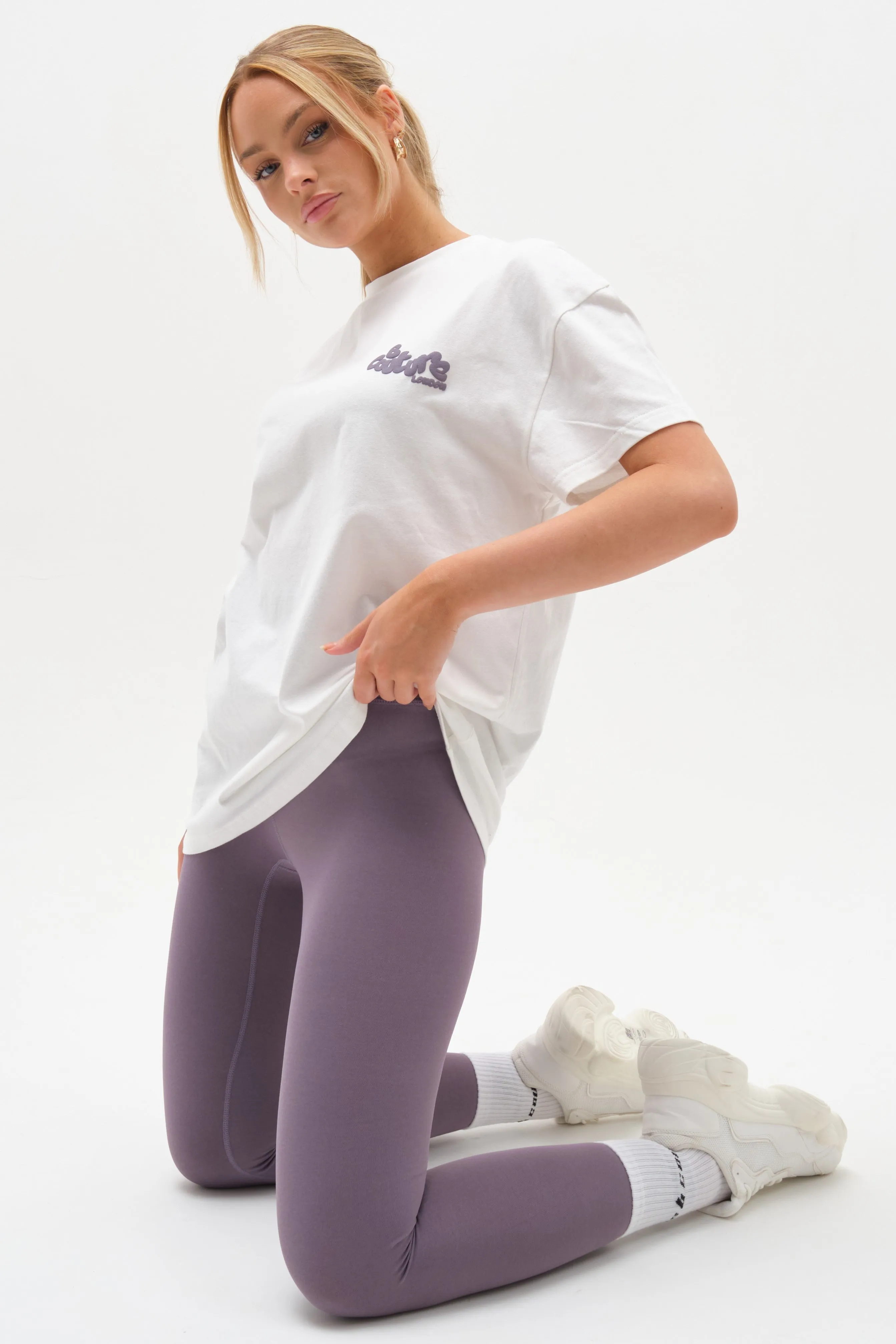 Windsor T-Shirt & Leggings Set - Cream / Violet