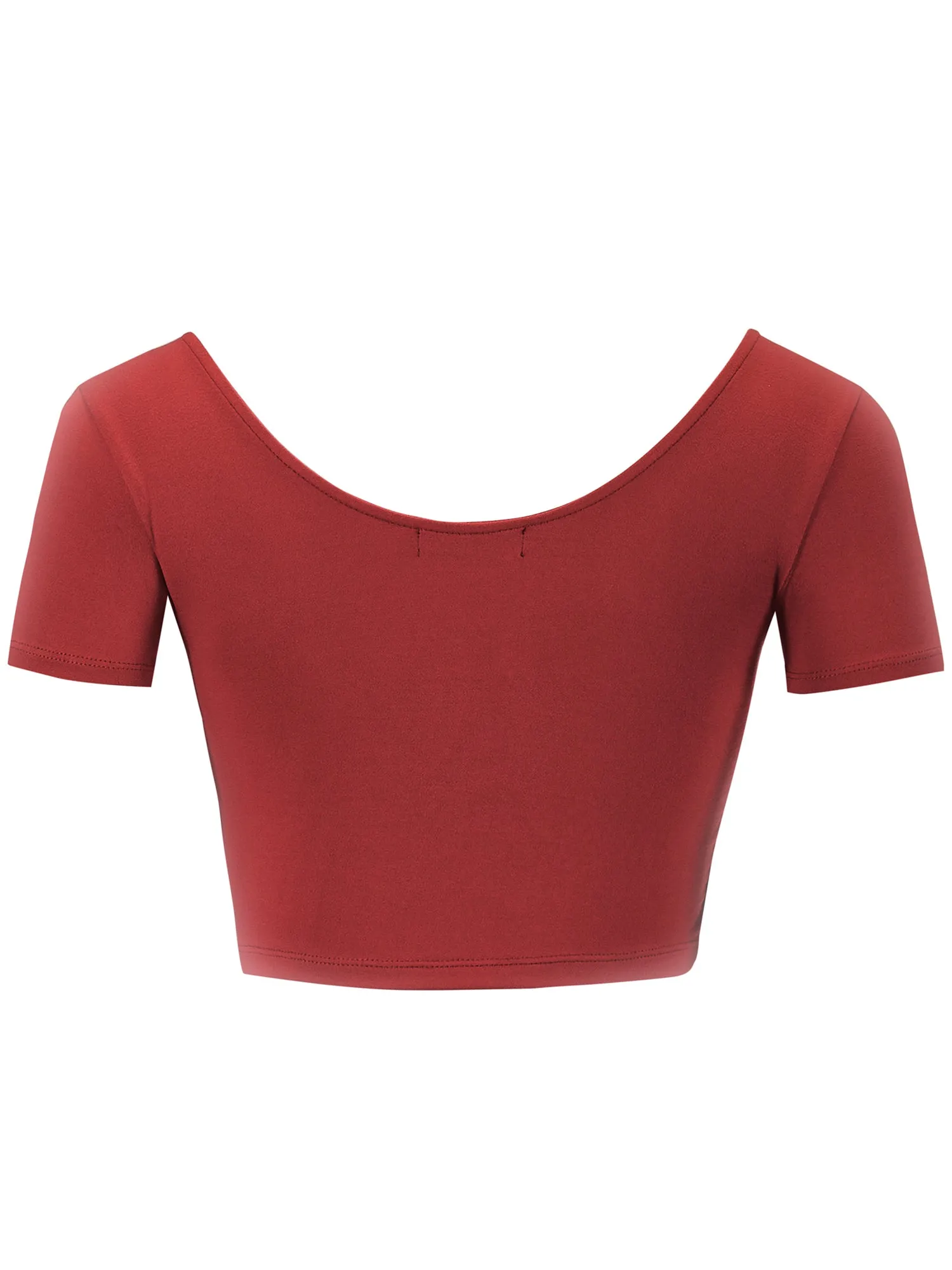 Women's Basic Scoop Neck Short Sleeve Crop Top Shirt (FWT1080)