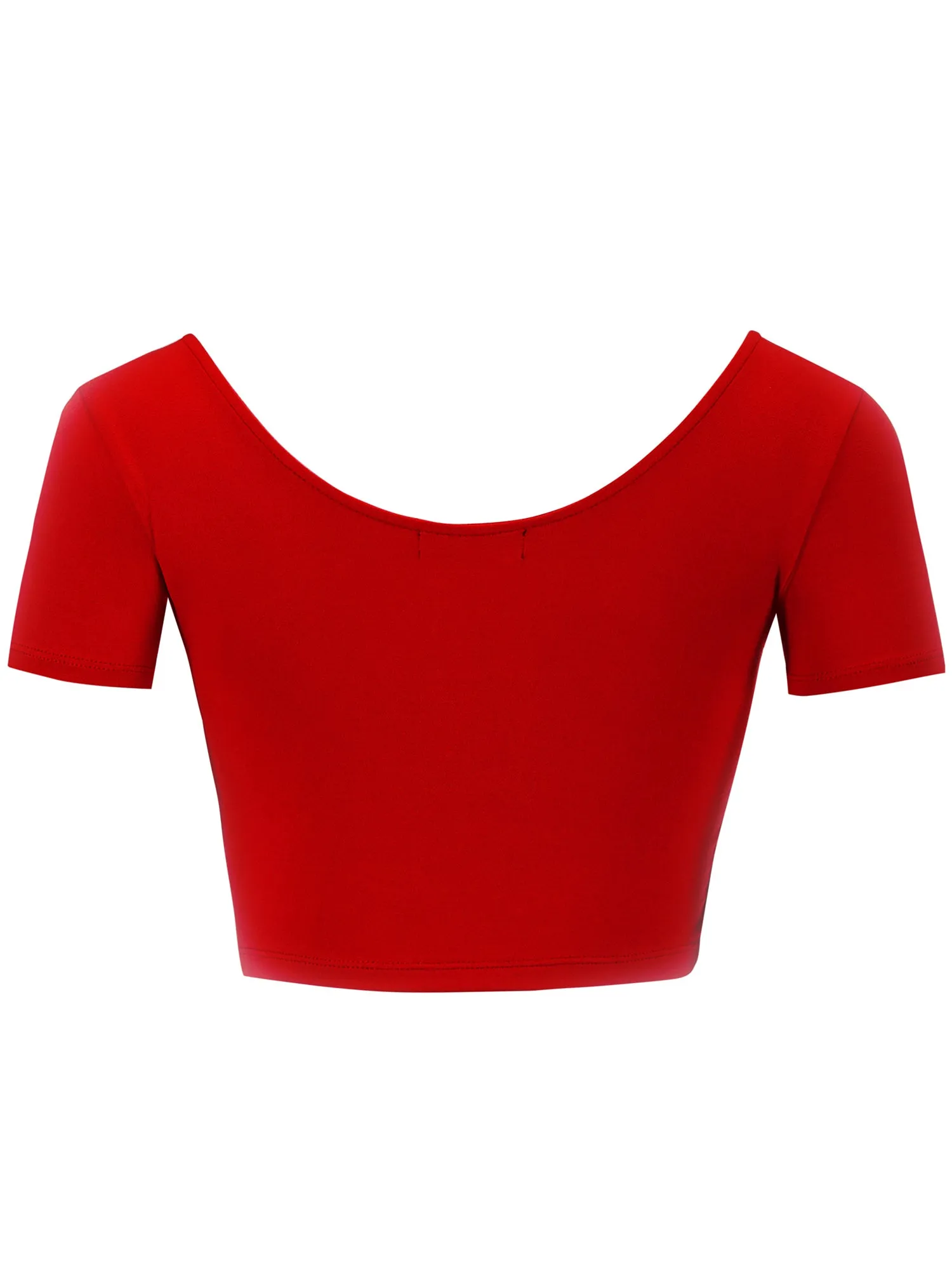 Women's Basic Scoop Neck Short Sleeve Crop Top Shirt (FWT1080)