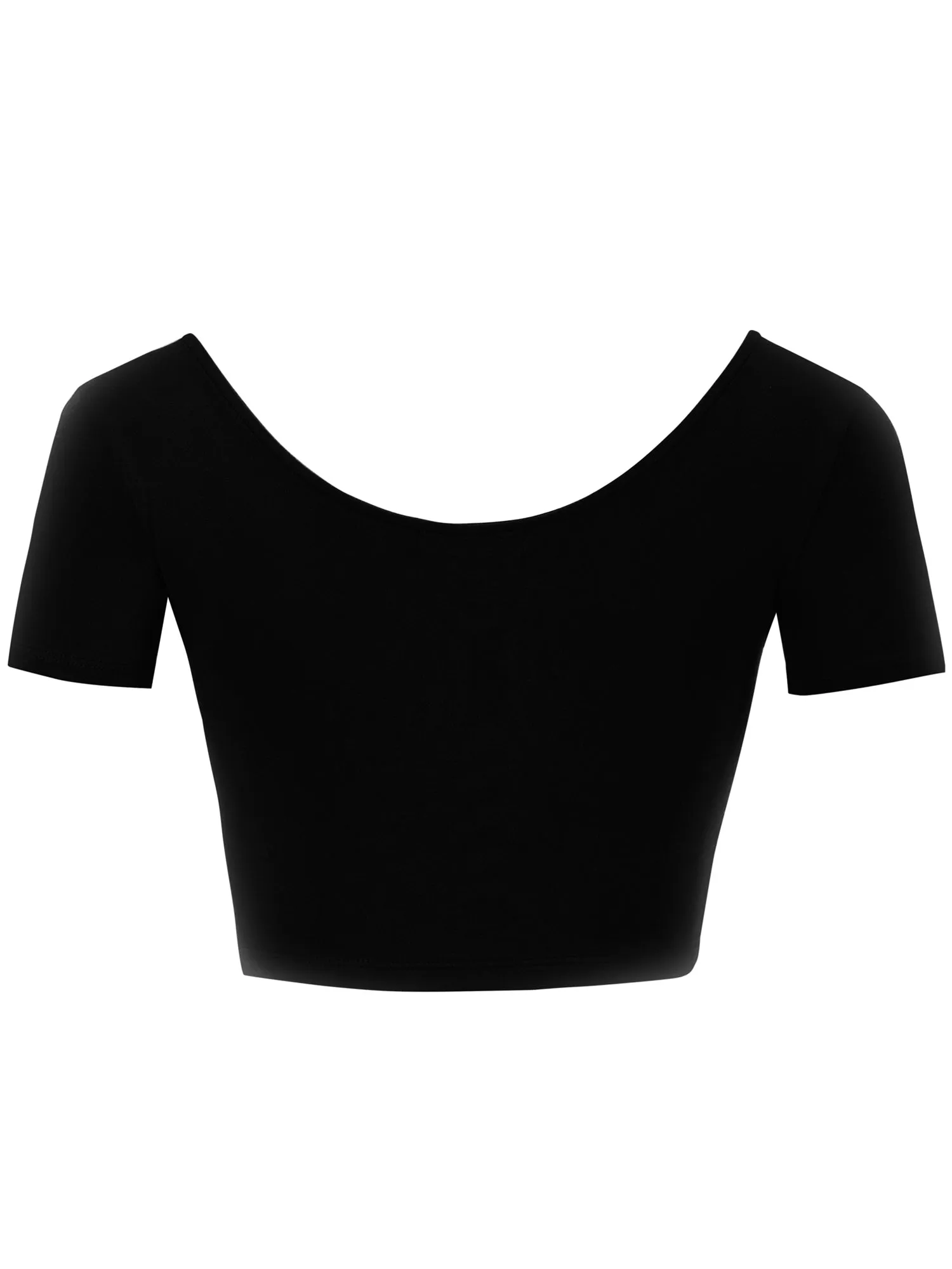 Women's Basic Scoop Neck Short Sleeve Crop Top Shirt (FWT1080)