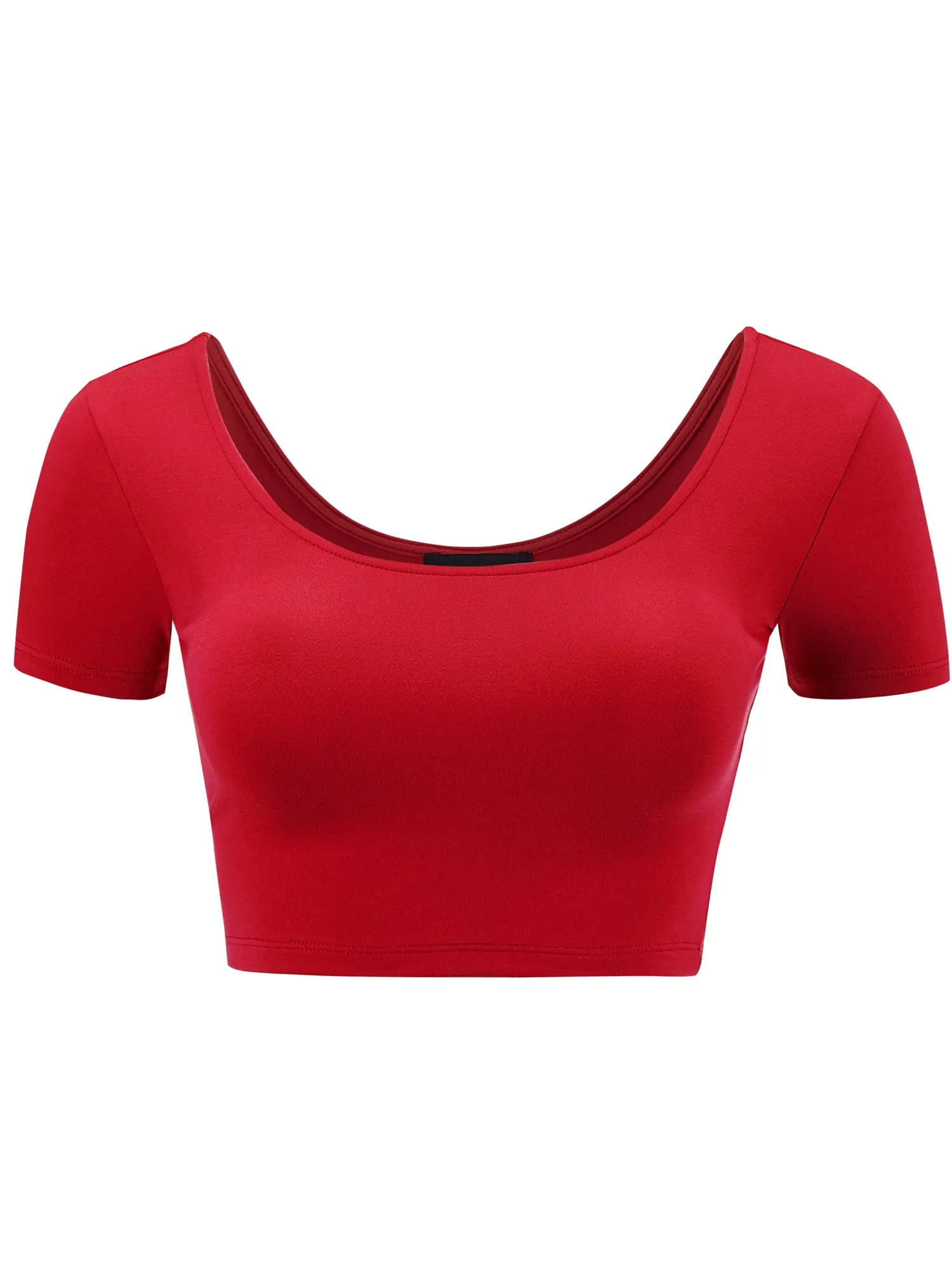 Women's Basic Scoop Neck Short Sleeve Crop Top Shirt (FWT1080)