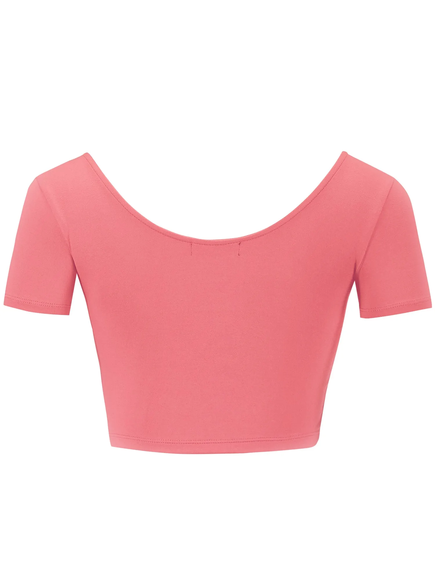 Women's Basic Scoop Neck Short Sleeve Crop Top Shirt (FWT1080)
