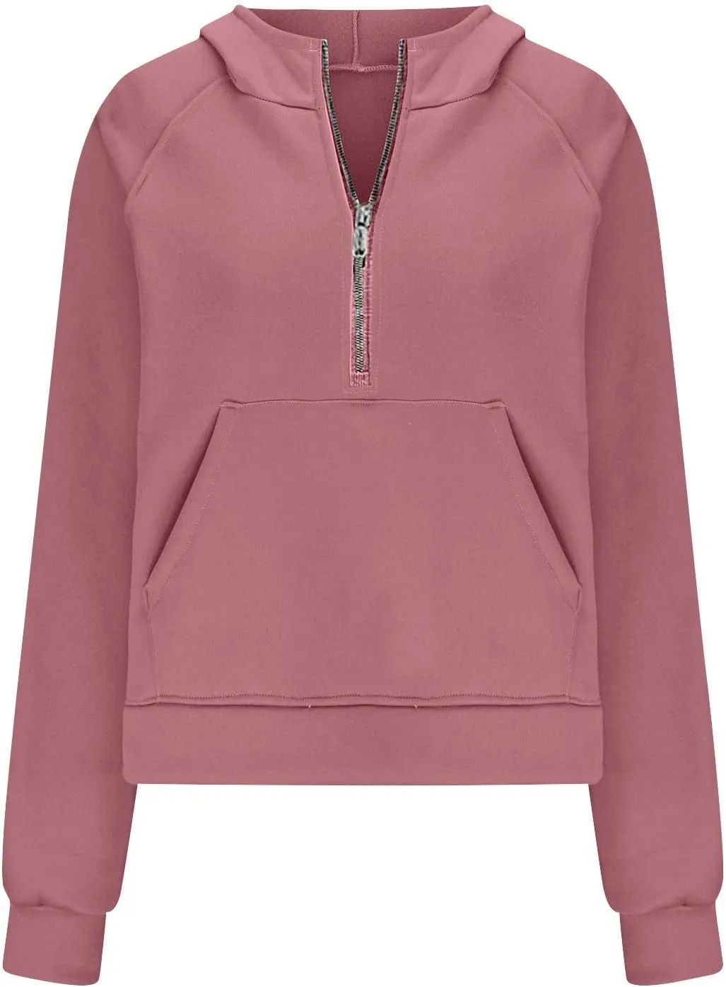 Womens Oversized Hoodies Half Zipper Fleece Cropped Sweatshirt Oversized Long Sleeve Pullover with Pocket