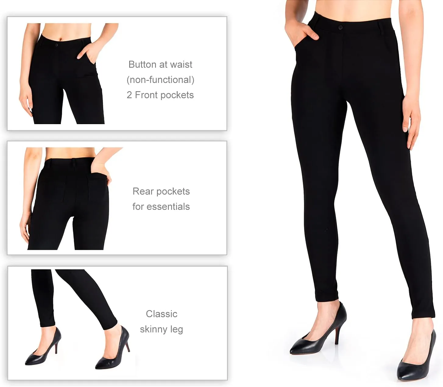 Yogipace,Belt Loops,Women's Petite/Regular/Tall Yoga Dress Pants Skinny Work Leggings